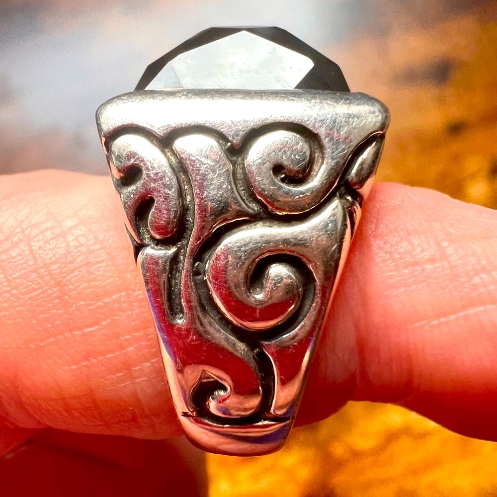 Chunky Onyx 925 Silver Ring 6-6.5